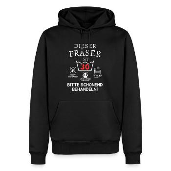 This cutter is 30. - Men’s Premium Organic Hoodie - black - Front - Nico (187cm)