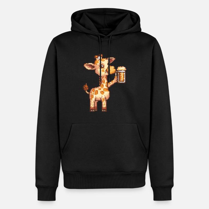 Girafe Pixel Bière - Sweat à capuche Premium bio Homme - noir