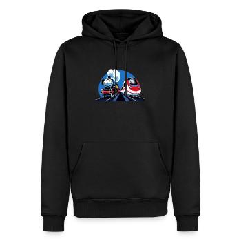 TRAIN ZUG - Men’s Premium Organic Hoodie - black - Front - Nico (187cm)