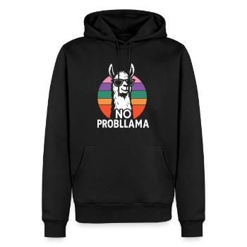 No Probllama Retro Look - Männer Premium Bio Hoodie - Schwarz - Vorne - Nico (187cm)