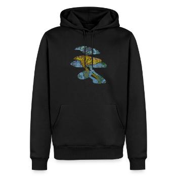 Champignons bleus et verts - Sweat à capuche Premium bio Homme - noir - Devant - Nico (187cm)