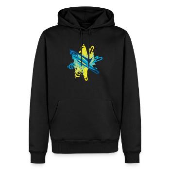 Posaune colorsplash blues - Männer Premium Bio Hoodie - Schwarz - Vorne - Nico (187cm)
