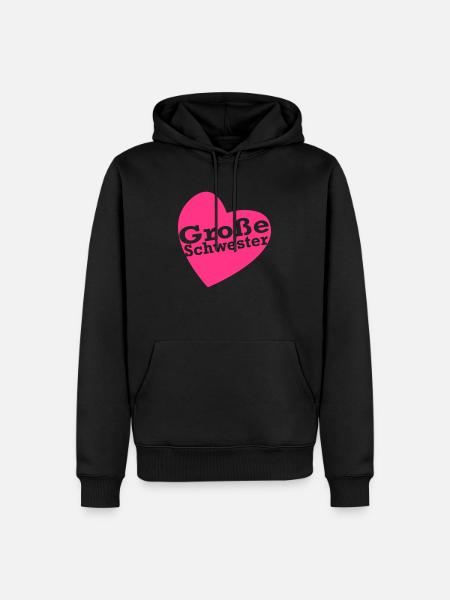 Große Schwester Herz - Männer Premium Bio Hoodie - Schwarz