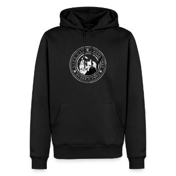 Lazy Cat Logo - Männer Premium Bio Hoodie - Schwarz - Vorne - Nico (187cm)
