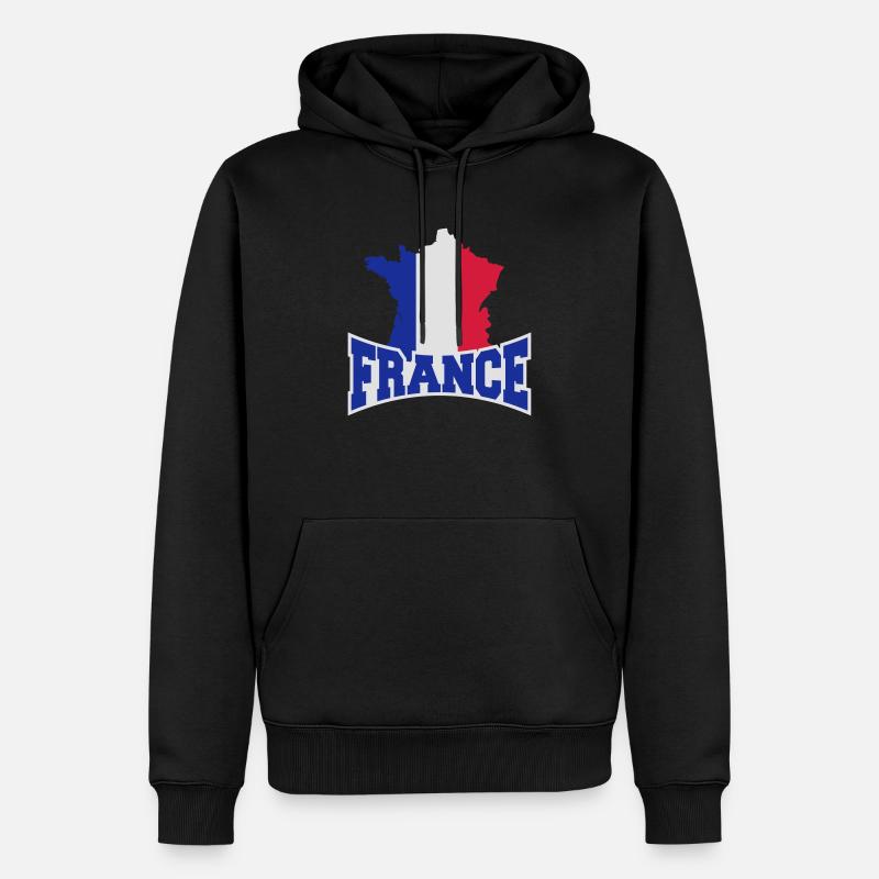 France Map Logo - Sweat à capuche Premium bio Homme - noir