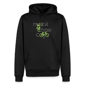 Mobil ohne co2 - Männer Premium Bio Hoodie - Schwarz - Vorne - Nico (187cm)