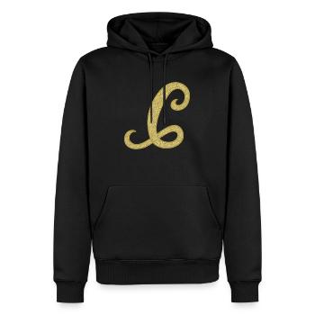 C - gold letter, alphabet, monogram - Männer Premium Bio Hoodie - Schwarz - Vorne - Nico (187cm)