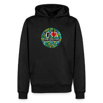 Barcelone - Sweat à capuche Premium bio Homme - noir - Devant - Nico (187cm)