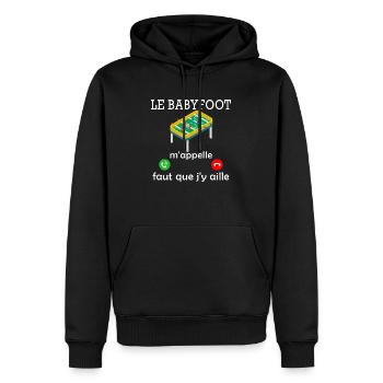 le babyfoot m'appelle / humour baby-foot - Sweat à capuche Premium bio Homme - noir - Devant - Nico (187cm)