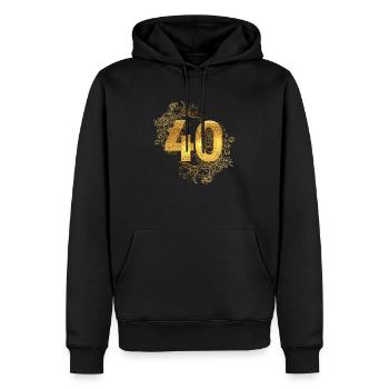 40 ans, joyeux anniversaire, or - Sweat à capuche Premium bio Homme - noir - Devant - Nico (187cm)