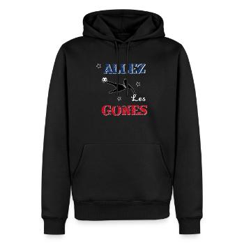 Allez les gones - Sweat à capuche Premium bio Homme - noir - Devant - Nico (187cm)