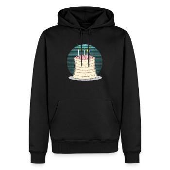 Gâteau gâteau d’anniversaire Cake - Sweat à capuche Premium bio Homme - noir - Devant - Nico (187cm)
