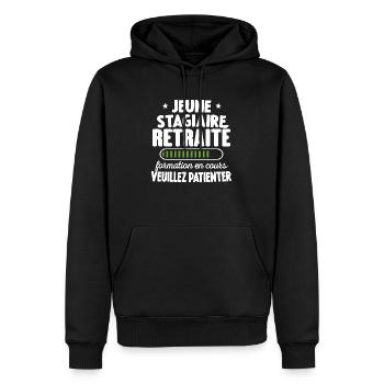 Jeune Stagiaire Retraité Formation En Cours - Sweat à capuche Premium bio Homme - noir - Devant - Nico (187cm)
