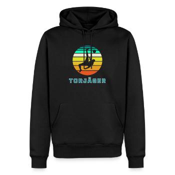 Torjäger - Männer Premium Bio Hoodie - Schwarz - Vorne - Nico (187cm)
