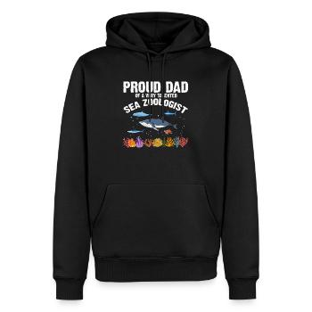 Proud Papa Ichthyologist Marine Biologist Ocean Sea - Men’s Premium Organic Hoodie - black - Front - Nico (187cm)