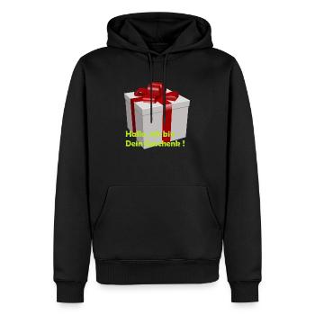 Hallo, ich bin Dein Geschenk ! - Männer Premium Bio Hoodie - Schwarz - Vorne - Nico (187cm)