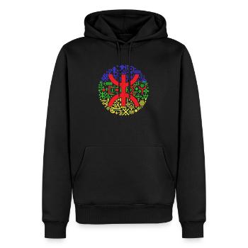 AMAZIGH MOTIVE BERBERE Z AMAZIGH BERBER FLAGGE - Männer Premium Bio Hoodie - Schwarz - Vorne - Nico (187cm)