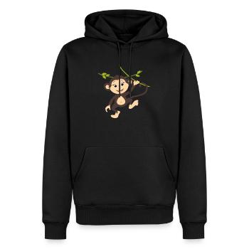 Happy smiling monkey - Men’s Premium Organic Hoodie - black - Front - Nico (187cm)