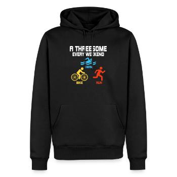 Un plan à trois tous les week-ends - Swim, Bike, Run Triath - Sweat à capuche Premium bio Homme - noir - Devant - Nico (187cm)