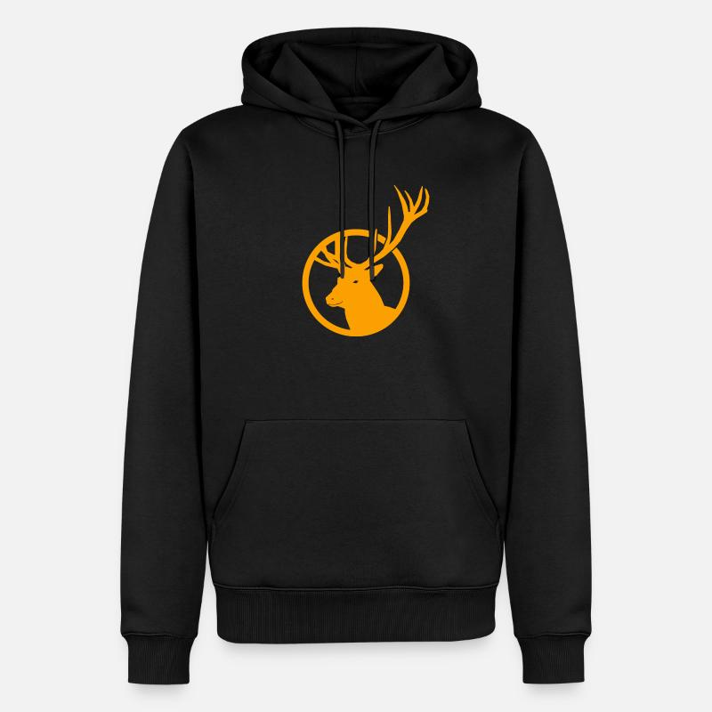 Hirsch - Männer Premium Bio Hoodie - Schwarz