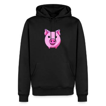 Porc doux Cochons Kawaii Animal 6 - Sweat à capuche Premium bio Homme - noir - Devant - Nico (187cm)