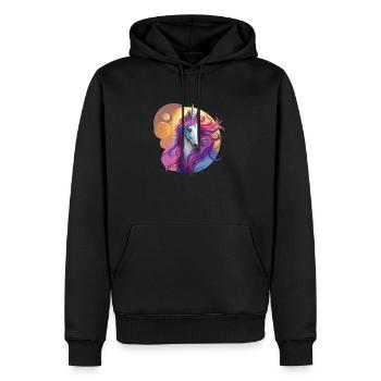 Licorne - Sweat à capuche Premium bio Homme - noir - Devant - Nico (187cm)