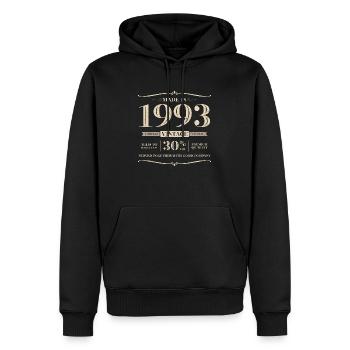 30 ans. Né en 1993 - Sweat à capuche Premium bio Homme - noir - Devant - Nico (187cm)