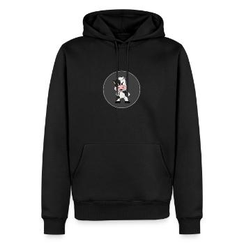Kuh zeigt Finger auf Dich - Männer Premium Bio Hoodie - Schwarz - Vorne - Nico (187cm)