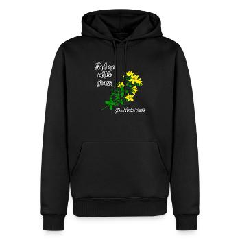 Trouvez-moi dans l’herbe... Millepertuis - Sweat à capuche Premium bio Homme - noir - Devant - Nico (187cm)