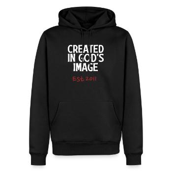 Créé à l’image de Dieu est 2011 - Sweat à capuche Premium bio Homme - noir - Devant - Nico (187cm)