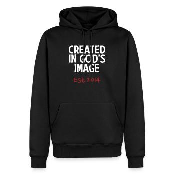 Créé à l’image de Dieu Est 2014 - Sweat à capuche Premium bio Homme - noir - Devant - Nico (187cm)