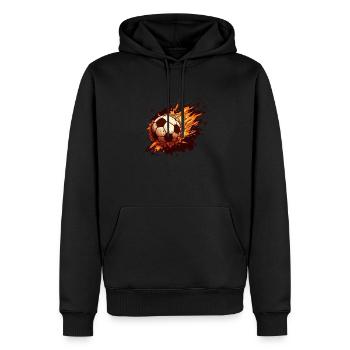 Fußball in Flammen - Männer Premium Bio Hoodie - Schwarz - Vorne - Nico (187cm)