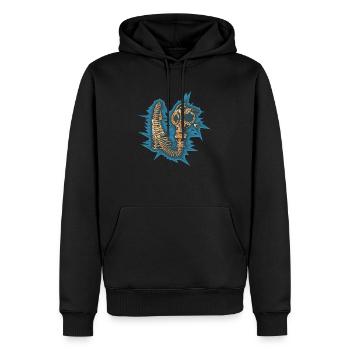 Gasmask Spikey Hintergrund - Männer Premium Bio Hoodie - Schwarz - Vorne - Nico (187cm)