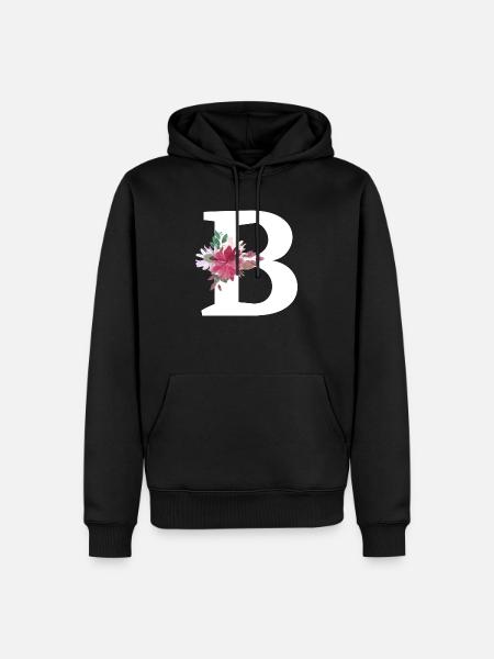 Floral letter b - Men’s Premium Organic Hoodie - black