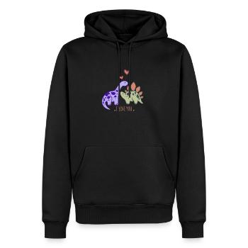 Liebende Dinosaurier - Männer Premium Bio Hoodie - Schwarz - Vorne - Nico (187cm)