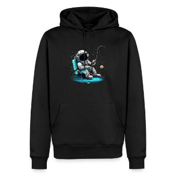 Astronaut am Angeln - Männer Premium Bio Hoodie - Schwarz - Vorne - Nico (187cm)