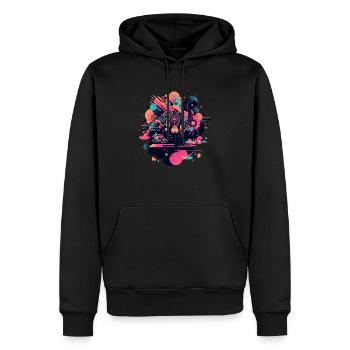 Géométrie abstraite - Sweat à capuche Premium bio Homme - noir - Devant - Nico (187cm)