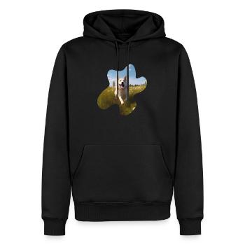 weißer Schäferhund auf Wiese - Männer Premium Bio Hoodie - Schwarz - Vorne - Nico (187cm)