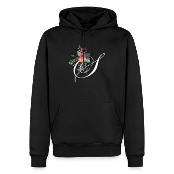 Lettre s fleuris - Sweat à capuche Premium bio Homme - noir - Devant - Nico (187cm)