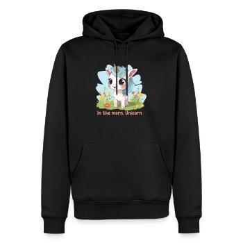 In the morn, Unicorn - Sweat à capuche Premium bio Homme - noir - Devant - Nico (187cm)