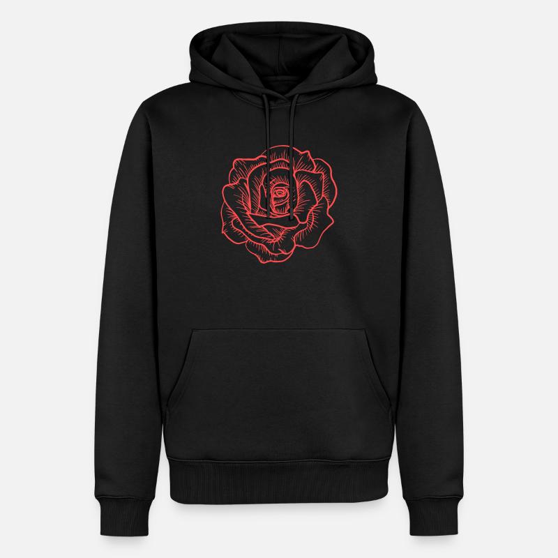 Rose - Männer Premium Bio Hoodie - Schwarz