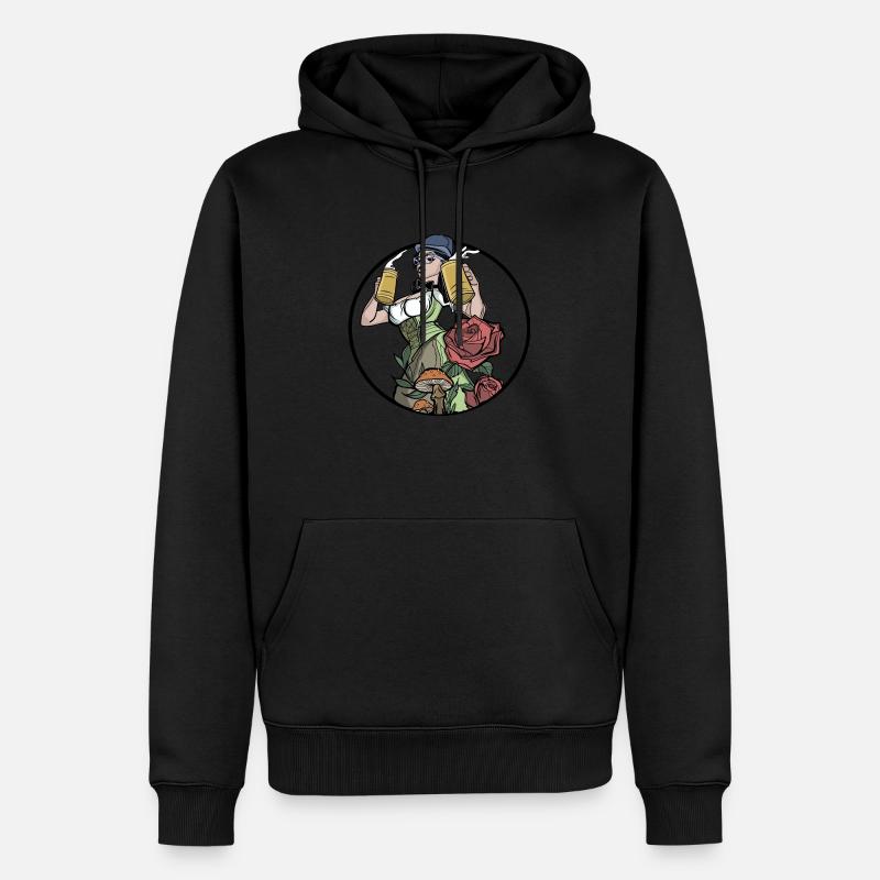 Biergarten // Oldschool // Illustration - Männer Premium Bio Hoodie - Schwarz