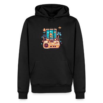 Vintage video game console - Men’s Premium Organic Hoodie - black - Front - Nico (187cm)