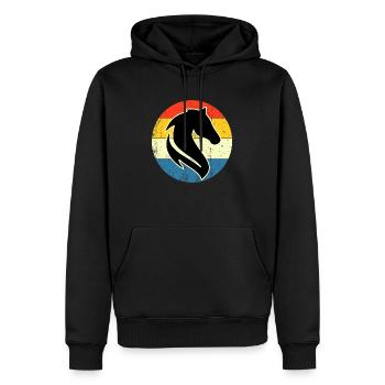 Vintage Retro Horse Sunset pour les amateurs de chevaux - Sweat à capuche Premium bio Homme - noir - Devant - Nico (187cm)