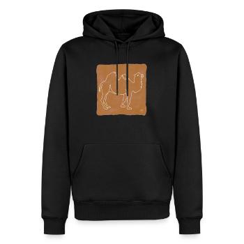 « Camel », Boho Line Art Design, série « Desert » - Sweat à capuche Premium bio Homme - noir - Devant - Nico (187cm)