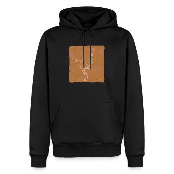 "Strauss", Boho Line Art Design, Series "Desert" - Men’s Premium Organic Hoodie - black - Front - Nico (187cm)