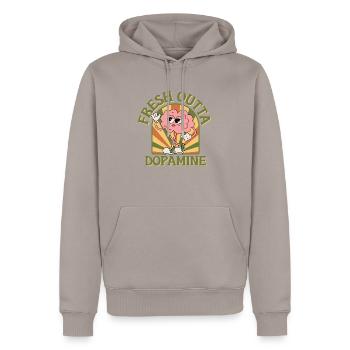 Frisches Dopamin | ADHS, neurodivergent - Männer Premium Bio Hoodie - Taupe - Vorne - Nico (187cm)