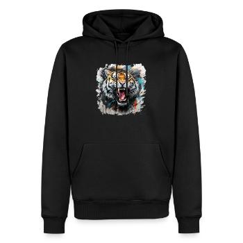 Tiger Design Tête de Tigre - Sweat à capuche Premium bio Homme - noir - Devant - Nico (187cm)