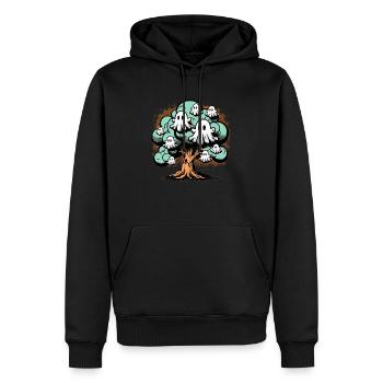 Retro Ghost Tree T-Shirt - Men’s Premium Organic Hoodie - black - Front - Nico (187cm)