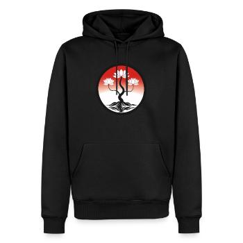 Zen Floral Lotus Blumenbaum - Männer Premium Bio Hoodie - Schwarz - Vorne - Nico (187cm)